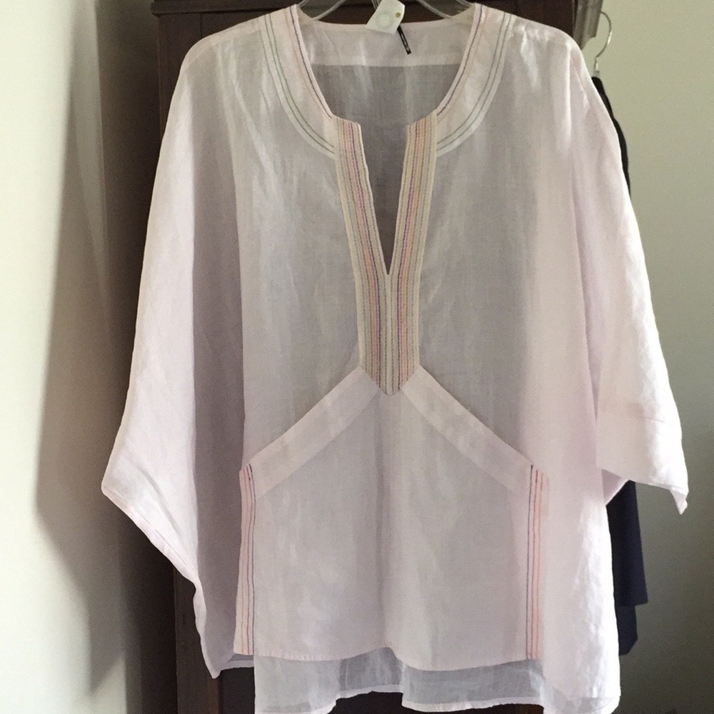 Soft, baby pink🌷Anthropologie stitched top